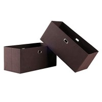 Winsome Torino 3-Pc Set Folding Bookcase W/Fabric Basket Storage And Organization, Espresso/Chocolate