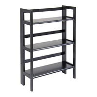 Winsome Torino 3-Pc Set Folding Bookcase W/Fabric Basket Storage And Organization, Black/Chocolate