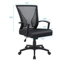 Furmax Office Chair Mid Back Swivel Lumbar Support Desk Chair, Computer Ergonomic Mesh Chair With Armrest (Black)