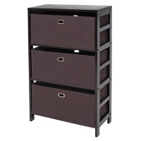 Winsome Torino 4-Pc Set Shelf W/Black Fabric Baskets Storage And Organization, Espresso/Chocolate