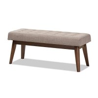 Baxton Studio Bench In Light Gray And Walnut Brown Finish