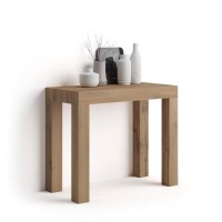 Mobili Fiver, Extendable Console Table, First, Rustic Wood, Laminate-Finishedaluminium, Made In Italy