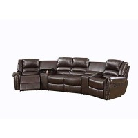 Benjara Bonded Leather Motional Home Theater, Brown