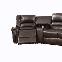 Benjara Bonded Leather Motional Home Theater, Brown