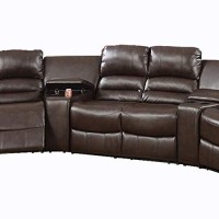 Benjara Bonded Leather Motional Home Theater, Brown