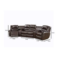 Benjara Bonded Leather Motional Home Theater, Brown