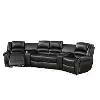 Benjara Bonded Leather Motional Home Theater, Black