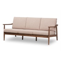 Baxton Studio Venza Fabric Sofa In Light Brown And Walnut Brown