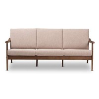 Baxton Studio Venza Fabric Sofa In Light Brown And Walnut Brown