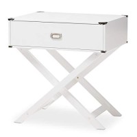 Baxton Studio Curtice Modern And Contemporary White 1-Drawer Wooden Bedside Table Contemporary/White/Mdf/Hardwood/Pine Wood/