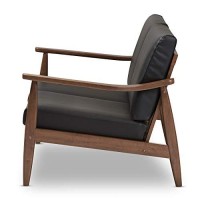 Baxton Studio Venza Faux Leather Loveseat In Black And Walnut Brown
