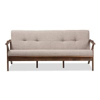 Baxton Studio Bianca Fabric Sofa In Light Gray And Walnut Brown