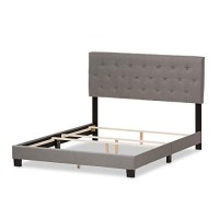 Baxton Studio Cassandra Tufted Queen Low Profile Bed In Light Gray