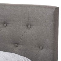 Baxton Studio Cassandra Tufted Queen Low Profile Bed In Light Gray