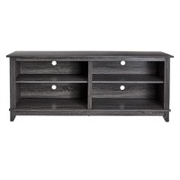 Rockpoint 58Inch Tv Stand Media Console For Tvas Up To 65 Inches, Home Living Room Storage Console, Entertainment Center With 4 Open Storage Shelves, Modern Tv Console Table (Charcoal)