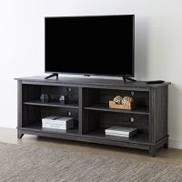 Rockpoint 58Inch Tv Stand Media Console For Tvas Up To 65 Inches, Home Living Room Storage Console, Entertainment Center With 4 Open Storage Shelves, Modern Tv Console Table (Charcoal)