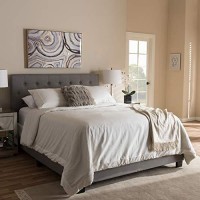 Baxton Studio Cassandra Tufted King Low Profile Bed In Light Gray