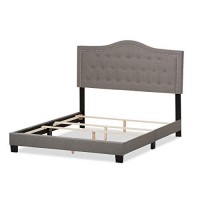 Baxton Studio Emerson Tufted Queen Low Profile Bed In Light Gray