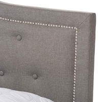 Baxton Studio Emerson Tufted Queen Low Profile Bed In Light Gray