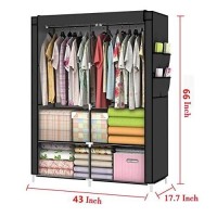 Youud Wardrobe Storage Closet Clothes Portable Wardrobe Storage Closet Portable Closet Organizer Portable Closets Wardrobe Closet Organizer Shelf Wardrobe Clothes Organizer Standing Closet Black