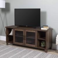 Walker Edison Grove Modern Double Glass Door Tv Console For Tvs Up To 65 Inches, 58 Inch, Walnut