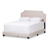 Baxton Studio Willis Tufted Full Low Profile Bed In Light Beige
