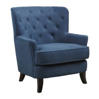 Christopher Knight Home Anikki Tufted Fabric Club Chair, Navy Blue Dark Brown