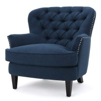Christopher Knight Home Tafton Fabric Club Chair, Dark Blue 35D X 33.5W X 34.5H In