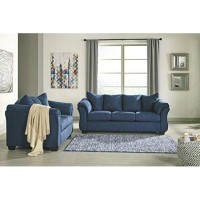 Signature Design By Ashley Darcy Casual Plush Loveseat, Dark Blue