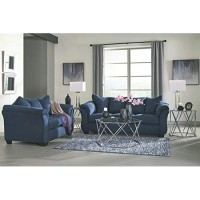 Signature Design By Ashley Darcy Casual Plush Loveseat, Dark Blue