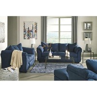 Signature Design By Ashley Darcy Casual Plush Loveseat, Dark Blue