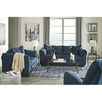 Signature Design By Ashley Darcy Casual Plush Loveseat, Dark Blue