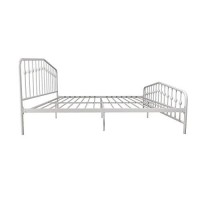 Novogratz Bushwick Metal Bed With Headboard And Footboard | Modern Design | King Size - White