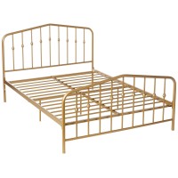 Novogratz Bushwick Metal Bed With Headboard And Footboard | Modern Design | Full Size - Gold