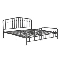 Novogratz Bushwick Metal Bed With Headboard And Footboard Modern Design King Size - Grey