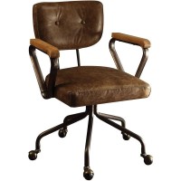 Benjara Benzara Leatherette Office Chair With Arm Rest Brown