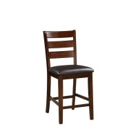 Benjara Wooden Counter Height Armless Chair (Set Of 2) Walnut Brown