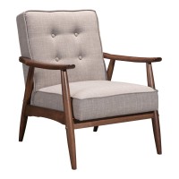 Homeroots 272 X 321 X 329 Putty, Poly Linen, Rubberwood, Arm Chair