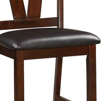 Benjara Rubber Wood Counter Height Armless Chair, Set Of 2, Brown