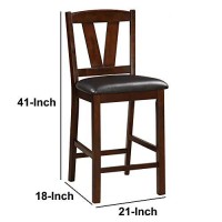 Benjara Rubber Wood Counter Height Armless Chair, Set Of 2, Brown