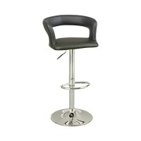 Benjara Metal Base Bar Stool With Faux Leather Seat And Gas Lift Black & Silver Set Of 2,