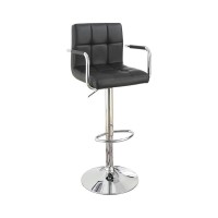 Benjara Chair Style Barstool With Faux Leather Seat And Gas Lift (Set Of 2) Black