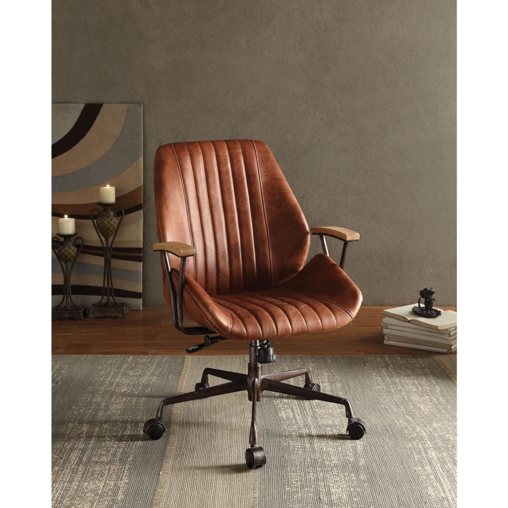Benjara Benzara Upholstered Leatherette Office Chair Brown