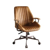 Benzara Classy Leatherette Office Chair With Casters Brown