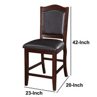 Benzara Wooden Armless, Espresso Brown & Black, Set Of 2 High Chair