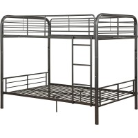 Benzara Metal Full Bunk Bed, Brown, Dark