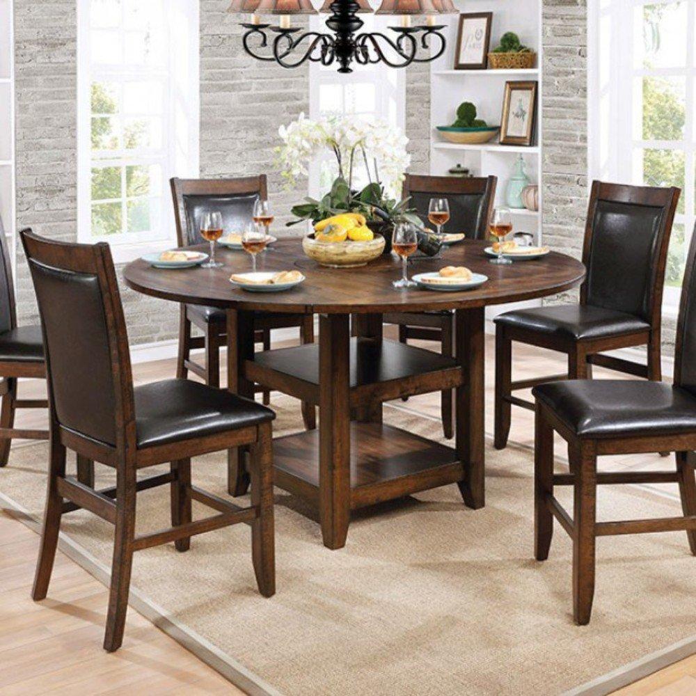 Benzara Wooden Round Counter Height Table, Brown