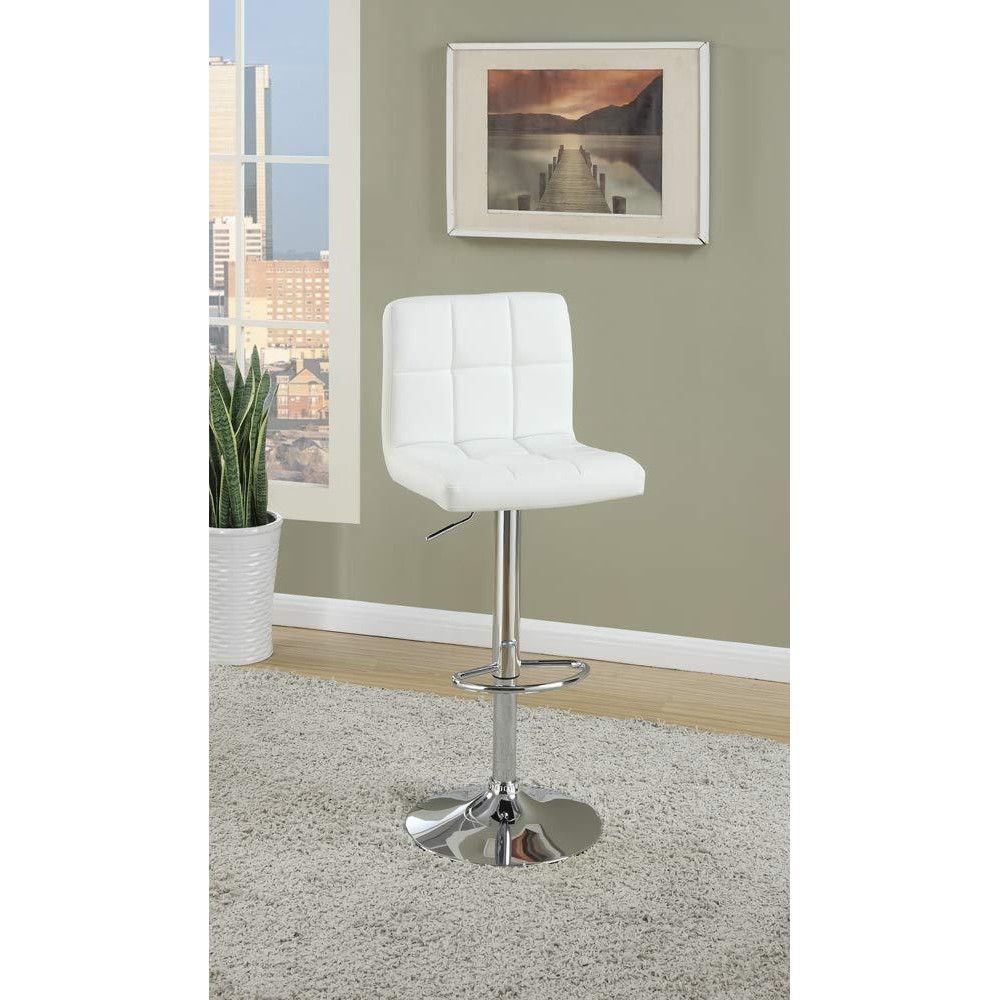 Benjara Armless Chair Style Bar Stool With Gas Lift White