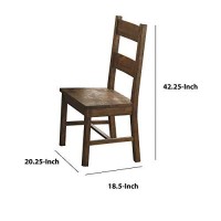 Benjara Benzara Wooden Armless Dining Chair, Set Of Two, Brown,