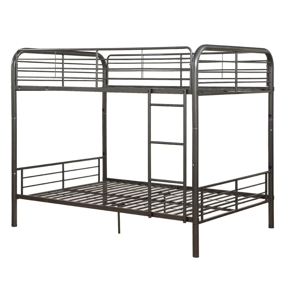 Benzara Metal Full Bunk Bed, Gray